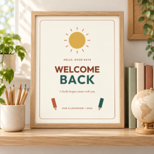 Welcome Back Sign Printable - Hello Again — Lifestyle mockup - digital file only
